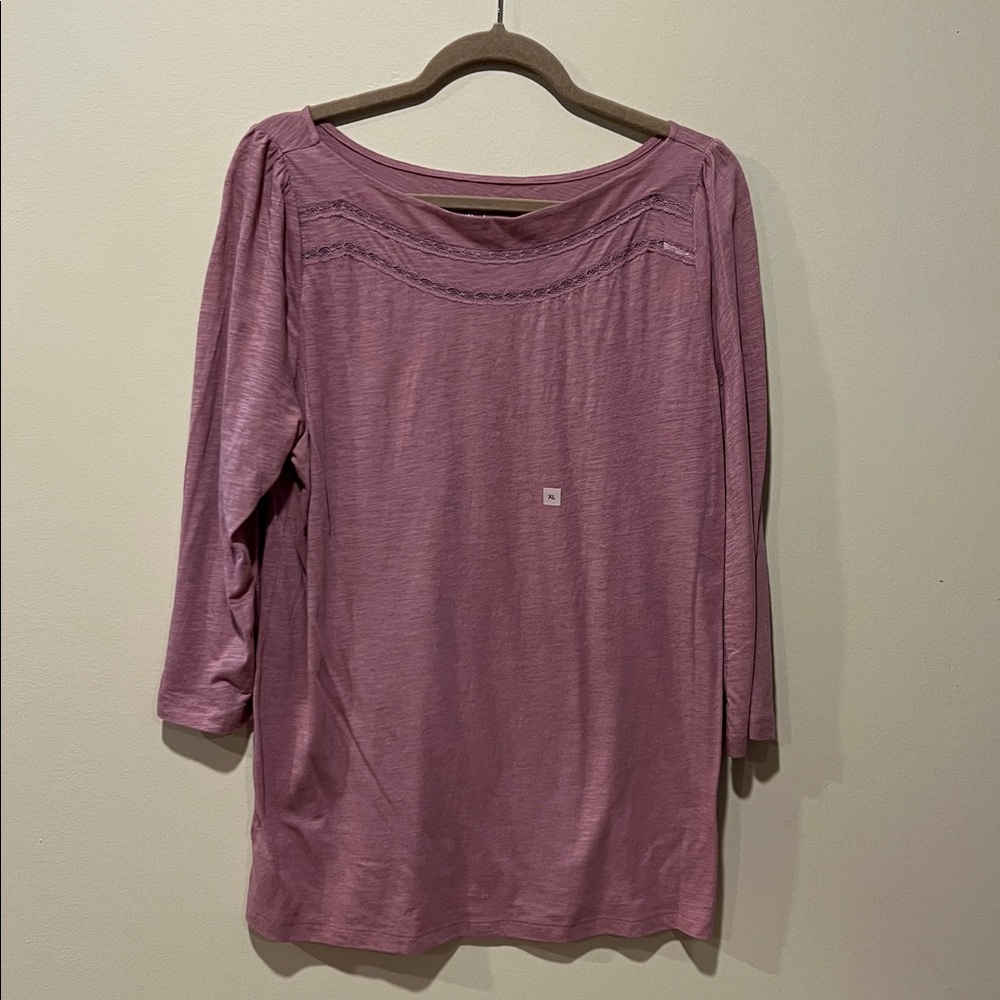 New With Tags Ann Taylor Loft mauve orchid 3/4 sleeve top SZ XL X-Large